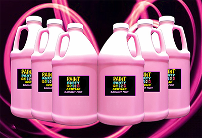 6 Pack - ½ Gallon Acrylic Neon Blacklight Paint (UV Glow) - Pink
